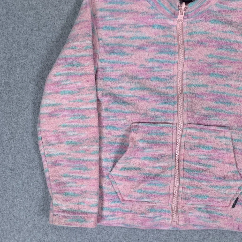 Eddie Bauer Fleece Jacket Kids XS 5/6 Pink Space Dye Full Zip Mock Neck